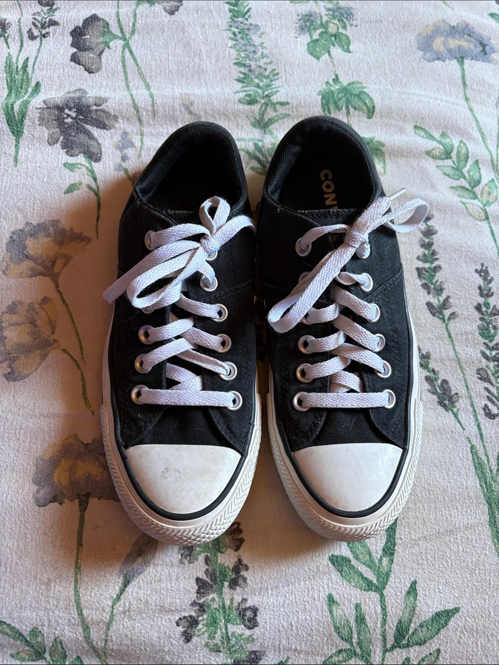 Converse Black Canvas Low Top Sneakers with White Accents